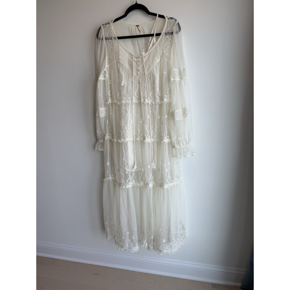 Free People Stevie Embroidered Sheer Maxi-XS-NWOT-with Liner
